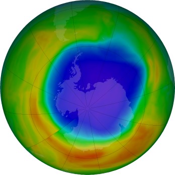 Antarctic ozone map for 2025-10-14